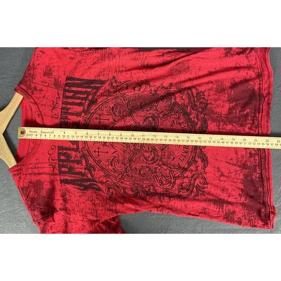 Affliction Shirt Men L Live Fast Fleur Dirty Red Wash MMA UFC Biker Rocker VTG - Picture 12 of 12